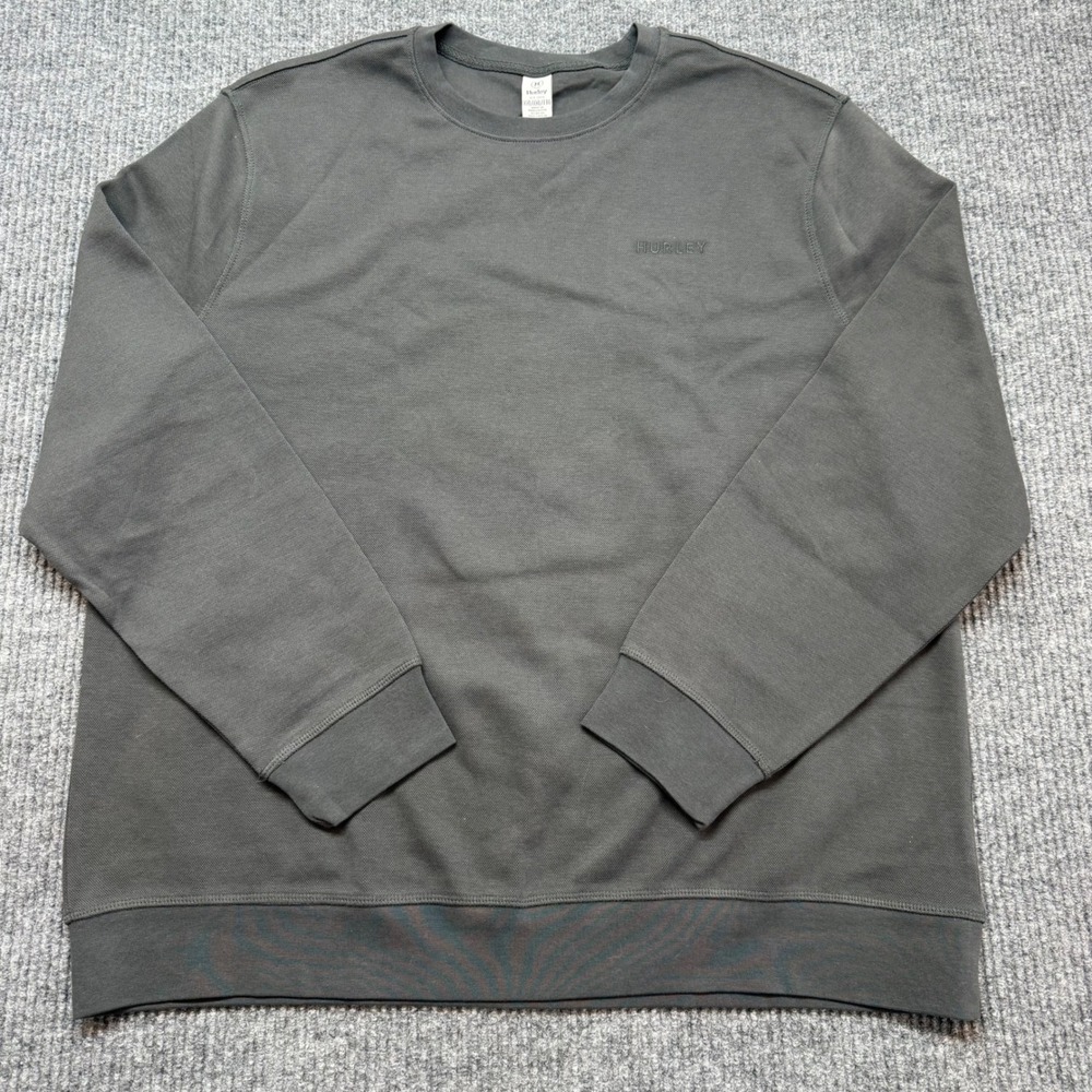 Hurley XXL Dark Gray Crewneck Sweatshirt Minimal Logo Pullover‎ Casual